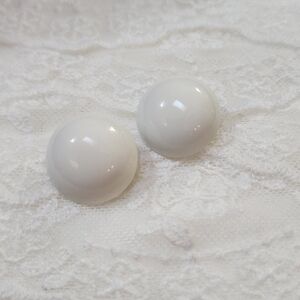 Vintage White Chunky Metal Half Circle Dome Clip-on Earrings